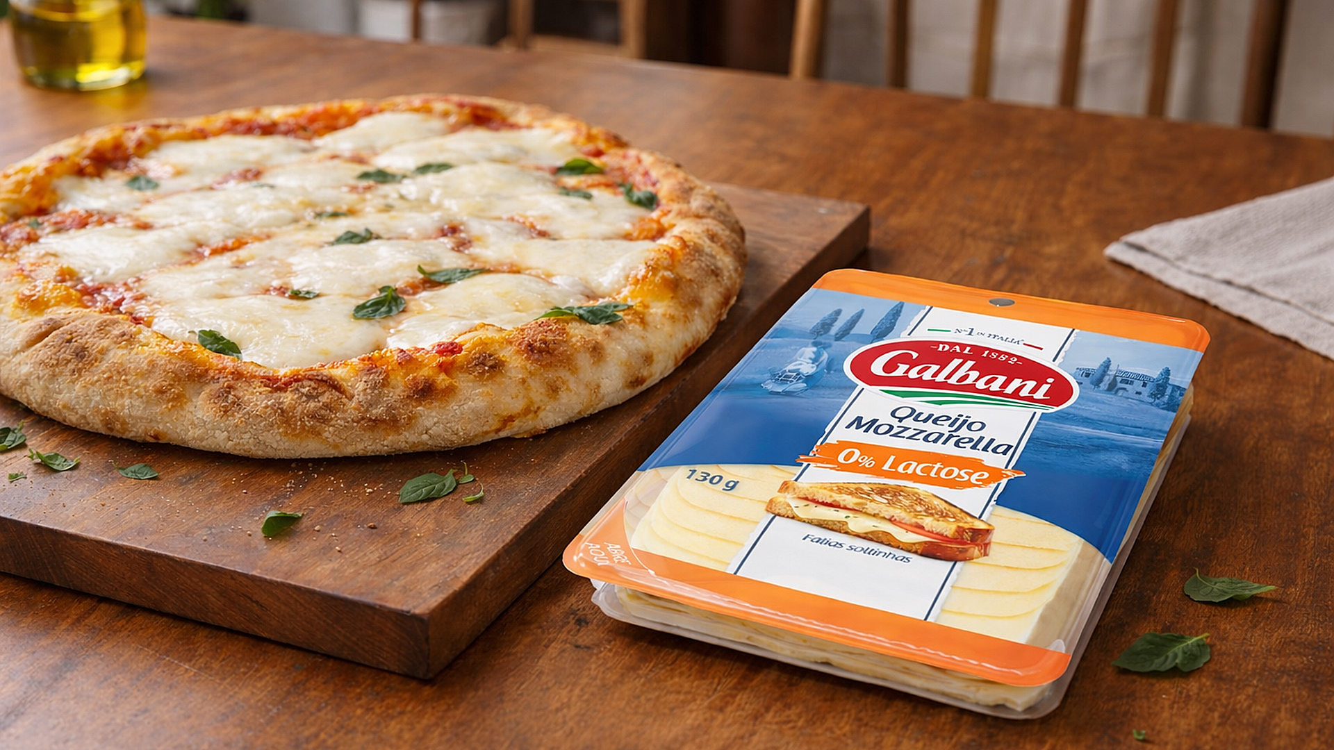 Pizza de queijo sem lactose